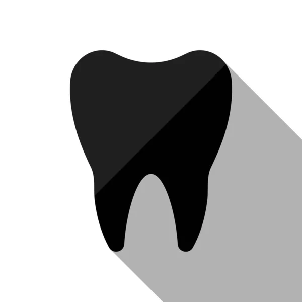 Silhueta Dente Ícone Simples Objeto Preto Com Sombra Longa Fundo — Vetor de Stock