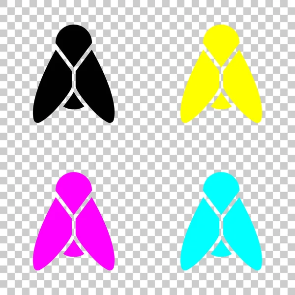 Sinek silüeti. Böcek, doğa simgesi. Cmyk simgeleri şeffaf arka plan üzerinde renkli dizi