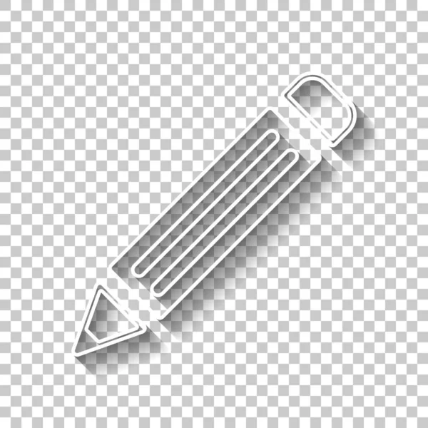 basit kalem simgesi. Gölge şeffaf arka plan üzerinde beyaz anahat işaretiyle