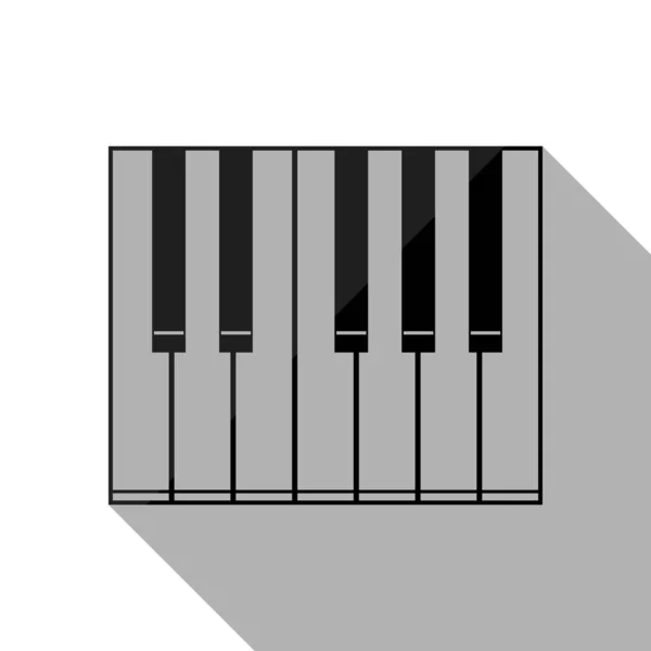 Semplice Icona Del Pianoforte Oggetto Nero Con Lunga Ombra Sfondo — Vettoriale Stock