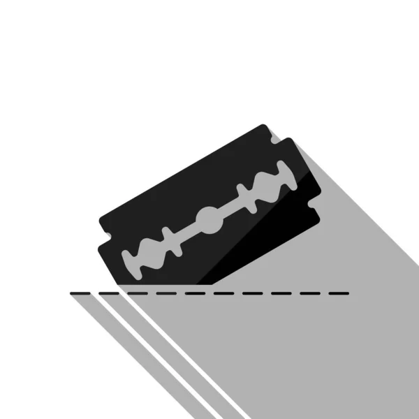 かみそりの刃と切削ライン 単純な つのアイコン 白い背景上の長い影と黒い物体 — ストックベクタ
