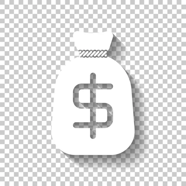 ドルのお金の袋 完全財布アイコン 透明な背景に影のついた白いアイコン — ストックベクタ