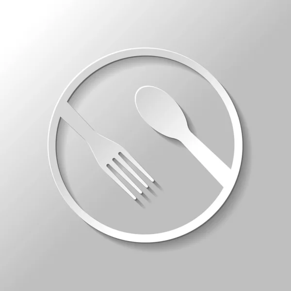 食品工具 叉子和勺子 背景为灰色阴影的纸张样式 — 图库矢量图片