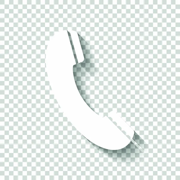 Telefoonhoorn Pictogram Witte Icoon Met Schaduw Transparante Achtergrond — Stockvector