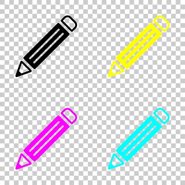 basit kalem simgesi. Cmyk simgeleri şeffaf arka plan üzerinde renkli dizi