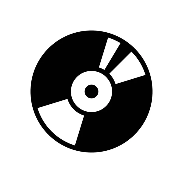 ビンテージ ビニール オーディオ ディスク プレーヤー シンプルなアイコン 音楽ロゴ 白い背景の黒いアイコン — ストックベクタ