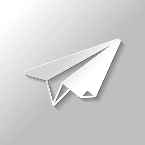 Avião Papel Origami Planador Estilo Papel Com Sombra Fundo Cinza — Vetor de Stock