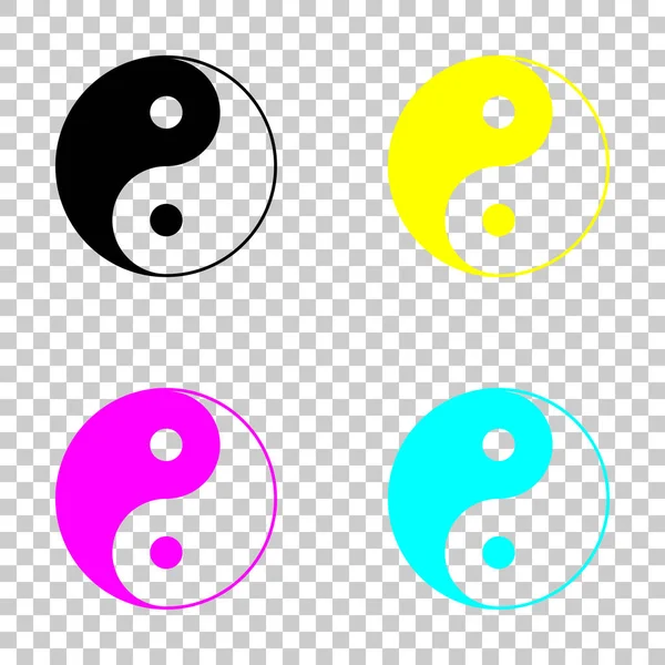 Yin yan sembolü. Cmyk simgeleri şeffaf arka plan üzerinde renkli dizi
