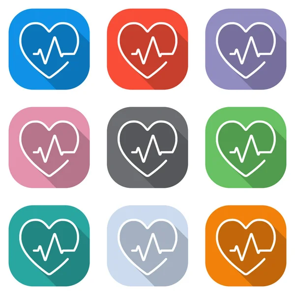 Heart Pulse Line One Line Style Linear Icon Thin Outline — Stock Vector