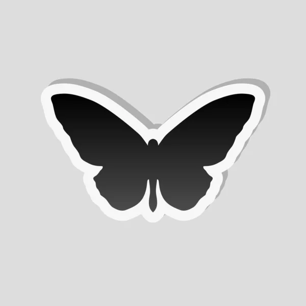 Ikona Motýla Styl Nálepka Bílým Okrajem Jednoduchým Stínem Šedém Pozadí — Stockový vektor