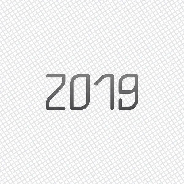 Ícone Número 2019 Feliz Ano Novo Fundo Grelha —  Vetores de Stock