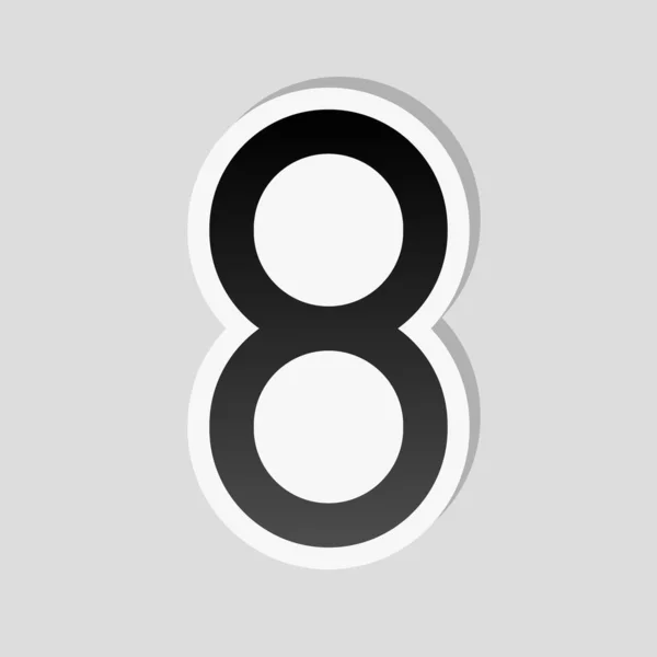 Αριθμός Οκτώ Αριθμοσ Απλή Επιστολή Στυλ Αυτοκόλλητο Λευκό Περίγραμμα Και — Διανυσματικό Αρχείο