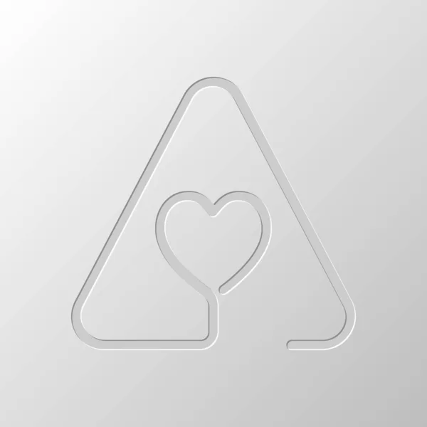 Heart Warning Triangle Linear Icon Thin Outline One Line Style — Stock Vector