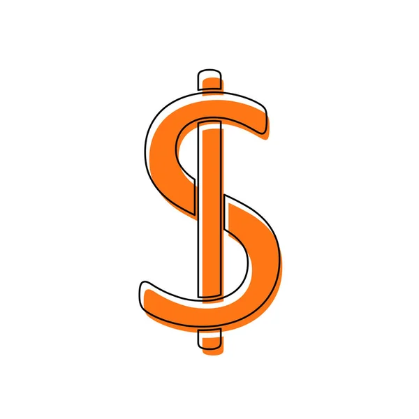 Dollar Sign Usd Symboolpictogram Geïsoleerde Pictogram Bestaande Uit Zwarte Dunne — Stockvector