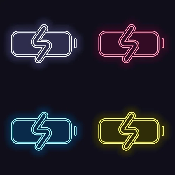 简单的充电电池 充电水平 一套霓虹灯标志 黑暗背景上的赌场风格 无缝模式 — 图库矢量图片