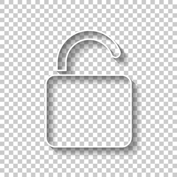 Unlock Icon White Outline Sign Shadow Transparent Background — Stock Vector