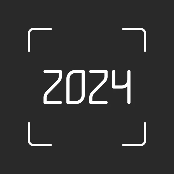 Icône Numéro 2024 Bonne Année Objet Blanc Autofocus Caméra Sur — Image vectorielle