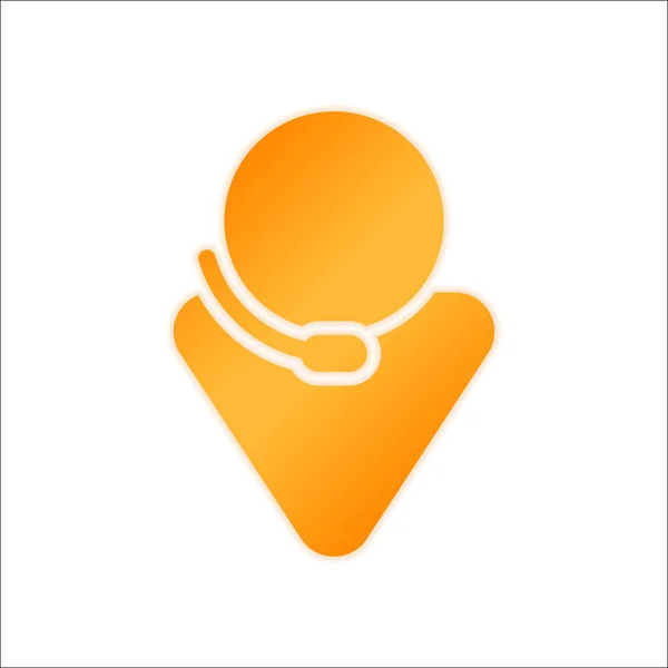 Callcenter Mannelijke Symbool Oranje Ondertekenen Met Weinig Licht Witte Achtergrond — Stockvector