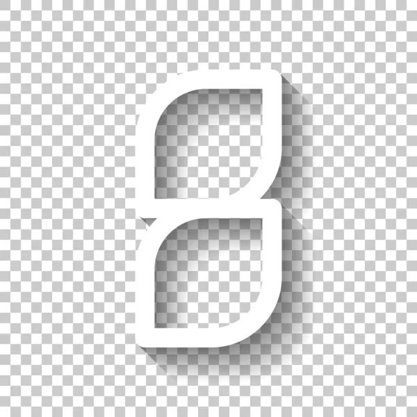 Zahl Ziffer Achtel Weißes Symbol Mit Schatten Auf Transparentem Hintergrund — Stockvektor