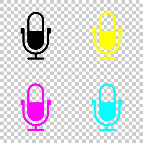 Simple Icône Microphone Ensemble Coloré Icônes Cmyk Sur Fond Transparent — Image vectorielle