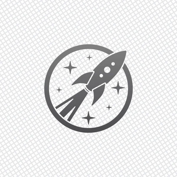 Ракета Запуск Звездами Круге Значок Фоне Сетки — стоковый вектор