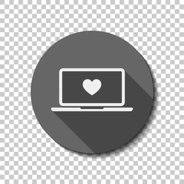 Laptop Notebook Computer Heart Screen Simple Icon White Flat Icon — Stock Vector