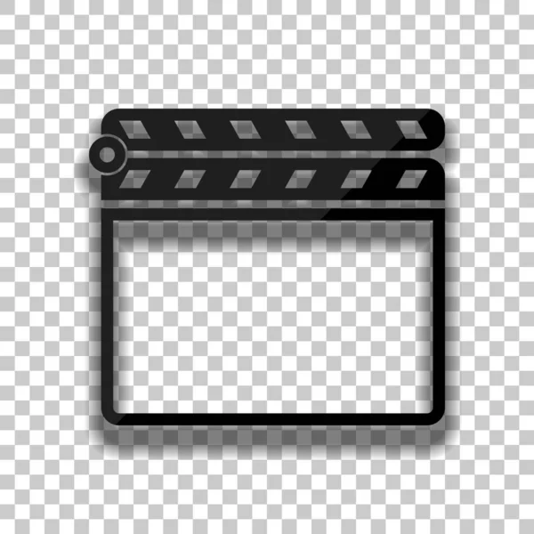 Film Clap Board Cinéma Fermer Icône Icône Verre Noir Avec — Image vectorielle