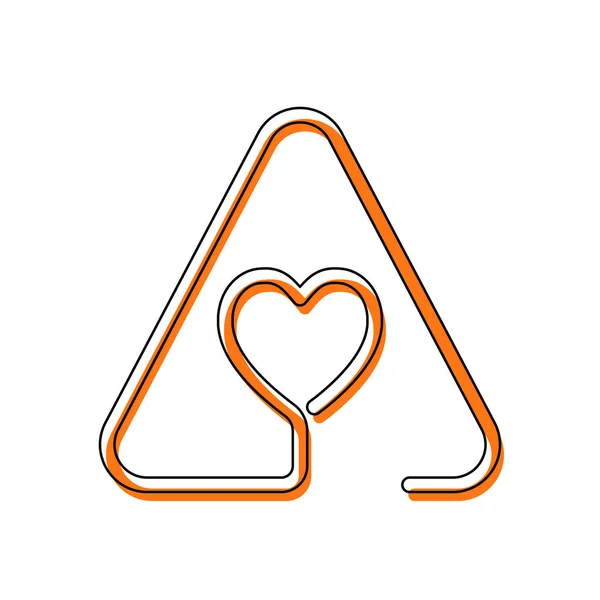 Coeur Triangle Avertissement Icône Linéaire Avec Contour Fin Style Ligne — Image vectorielle