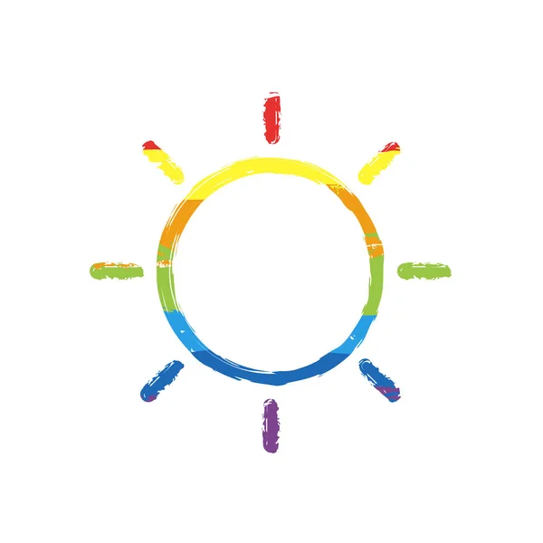 Икона Солнца Линейный Тонкий Контур Рисунок Знак Стиле Лгбт Семь — стоковый вектор