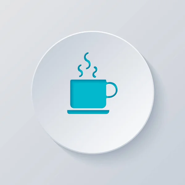 Taza Caliente Icono Del Café Corta Círculo Con Capas Grises — Vector de stock