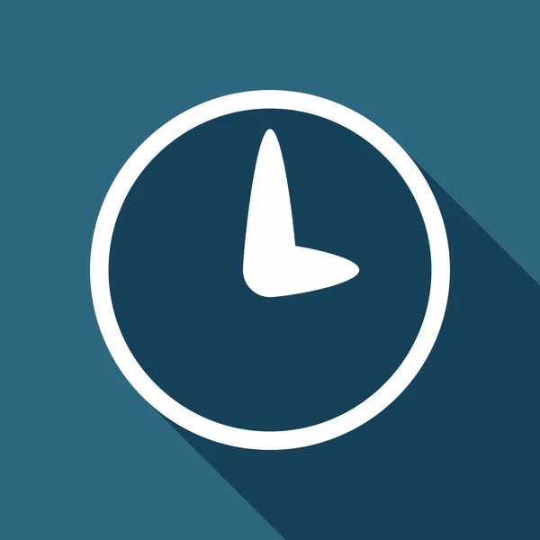 Simple Icône Horloge Icône Plate Blanche Avec Ombre Longue Sur — Image vectorielle