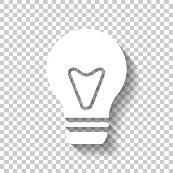 Лампочка Простая Иконка Белый Значок Тенью Прозрачном Фоне — стоковый вектор