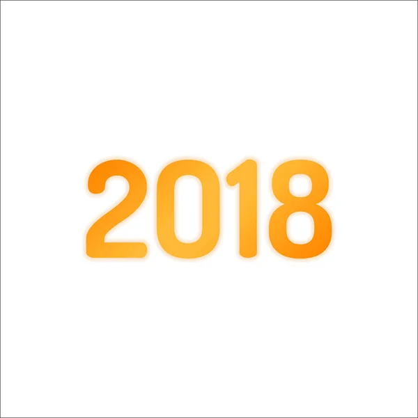 2018 Nummer Pictogram Gelukkig Nieuwjaar Oranje Ondertekenen Met Weinig Licht — Stockvector