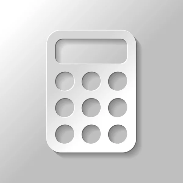 Icône Calculatrice Simple Style Papier Avec Ombre Sur Fond Gris — Image vectorielle