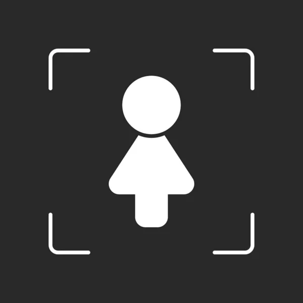 女性のシンボル 女性のシンプルなアイコン 白オブジェクト暗い背景のオート フォーカスのカメラで — ストックベクタ