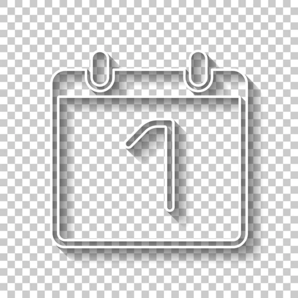 Kalendář Den Jednoduché Ikony Bílý Obrys Symbol Stínem Průhledném Pozadí — Stockový vektor