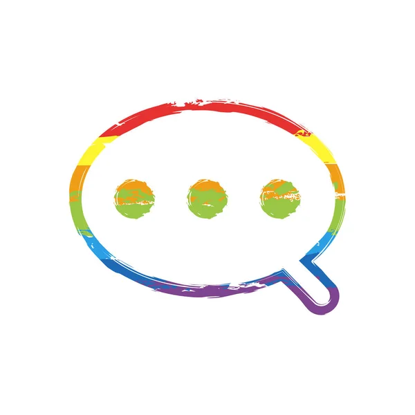 Einfache Textwolke Lineare Dünne Umrisse Zeichenschild Lgbt Stil Sieben Regenbogenfarben — Stockvektor