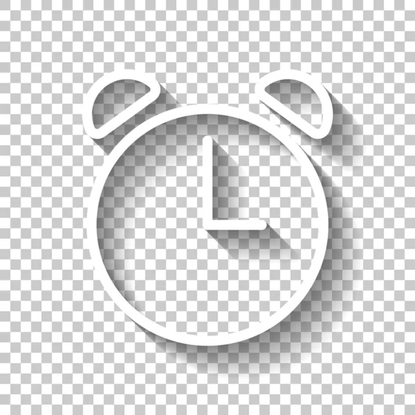 Reloj Despertador Esquema Lineal Delgado Icono Blanco Con Sombra Sobre — Archivo Imágenes Vectoriales
