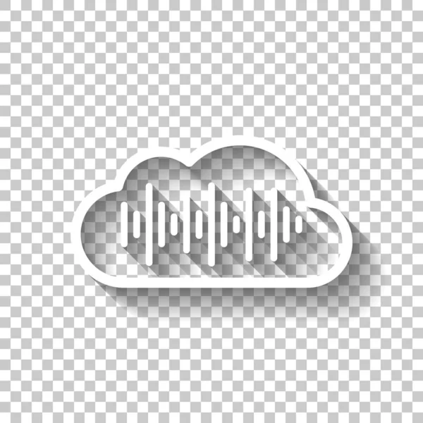 Simple Icon Cloud Sound Equalizer Wave Thin Outline White Icon — Stock Vector