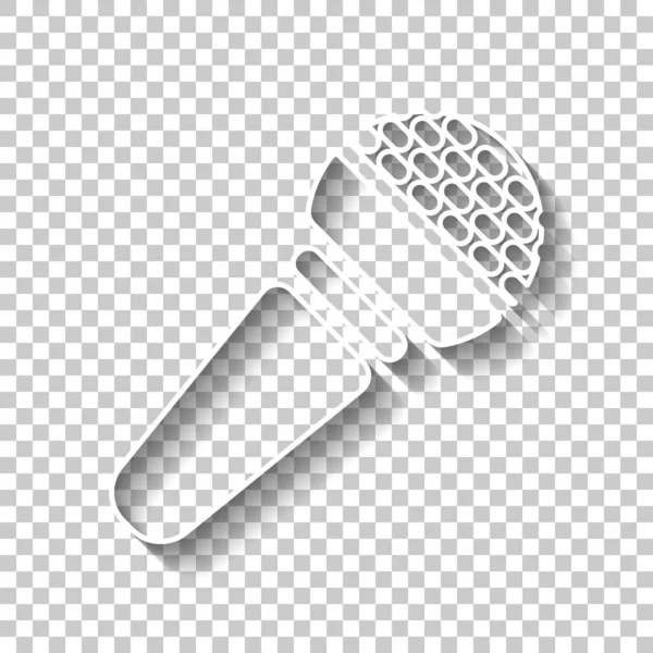 Icône Microphone Mains Signe Contour Blanc Avec Ombre Sur Fond — Image vectorielle