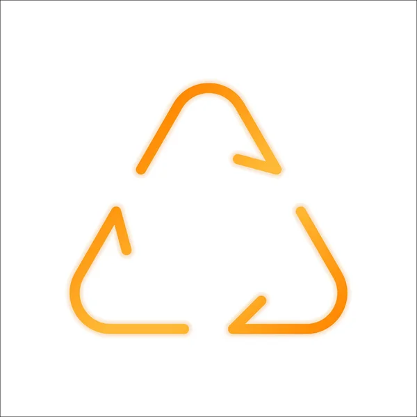 Icon Recyceln Oder Wiederverwenden Dünne Pfeile Linearer Stil Orangefarbenes Schild — Stockvektor