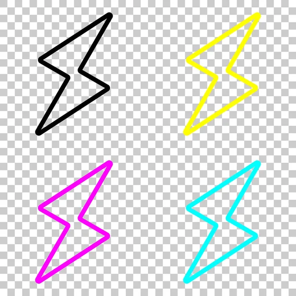 Flash simgesi. Cmyk simgeleri şeffaf arka plan üzerinde renkli dizi.