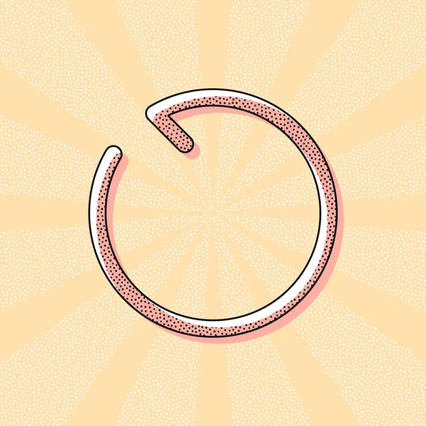 Basit ok, güncelleştirmek, yeniden, saat yönünün tersine, geriye doğru. Gezinti simgesi. Doğrusal sembolü ile ince bir çizgi. Bir çizgi stili. Retro Vintage tipografi ofset baskı etkisi ile. Çizgi roman pop sanat arka plan ile nokta poster