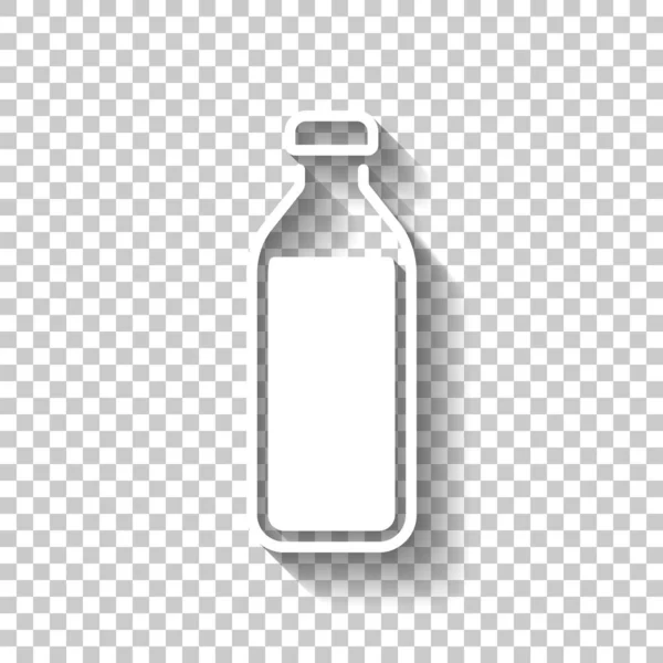 Fles Water Eenvoudige Pictogram Witte Icoon Met Schaduw Transparante Achtergrond — Stockvector