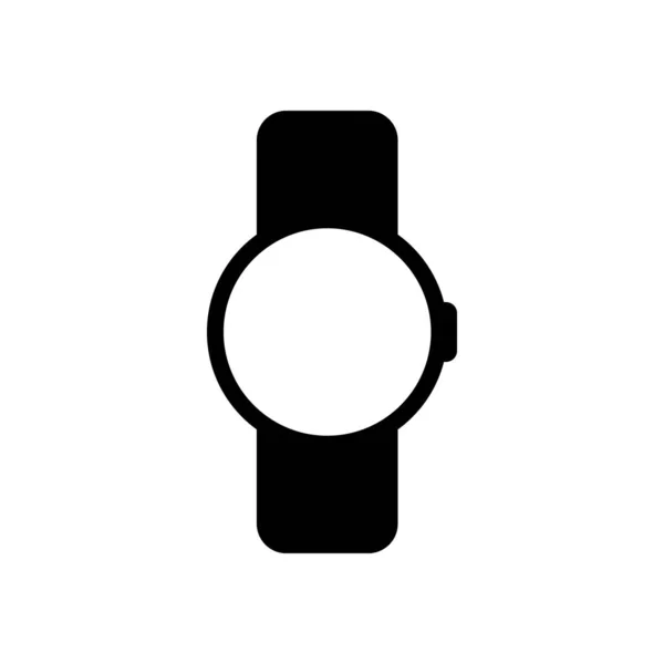 Reloj Inteligente Mano Con Pantalla Redonda Icono Tecnología Negro Sobre — Vector de stock