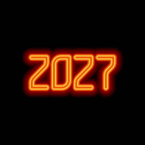 2027 Número Icono Feliz Año Nuevo Estilo Naranja Neón Sobre — Archivo Imágenes Vectoriales