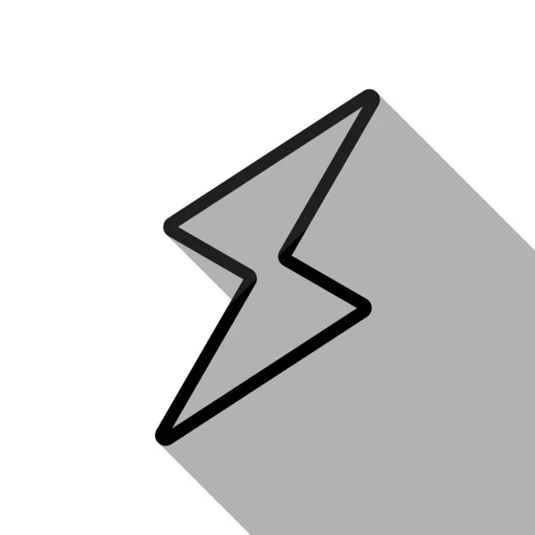 Blitz Symbol Schwarzes Objekt Mit Langem Schatten Auf Weißem Hintergrund — Stockvektor