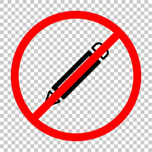 basit kalem simgesi. Siyah kırmızı uyarı işareti şeffaf arka plan ile nesnesinde izin yok