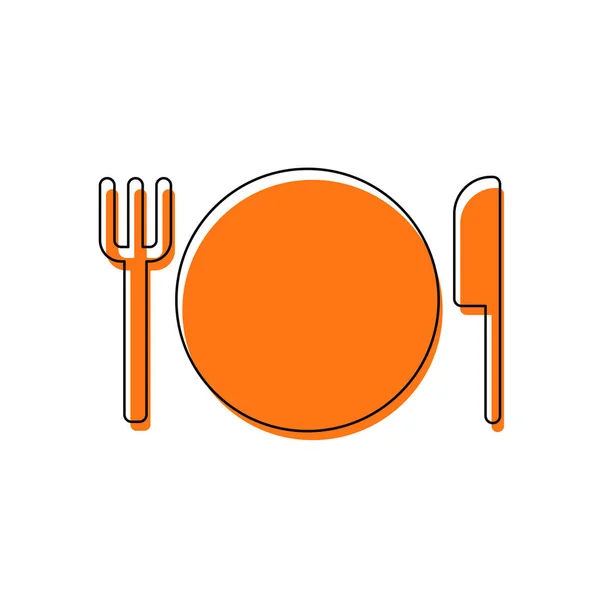 Cutlery Plate Fork Knife Icon Isolated Icon Consisting Black Thin — Stock Vector