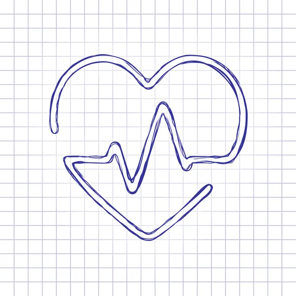 Heart Pulse Line One Line Style Linear Icon Thin Outline — Stock Vector